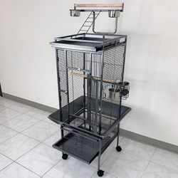 (NEW) $125 Large 61” Tall Bird Cage with Rolling Stand Playtop for Parakeets Parrots Conures Cockatiel 