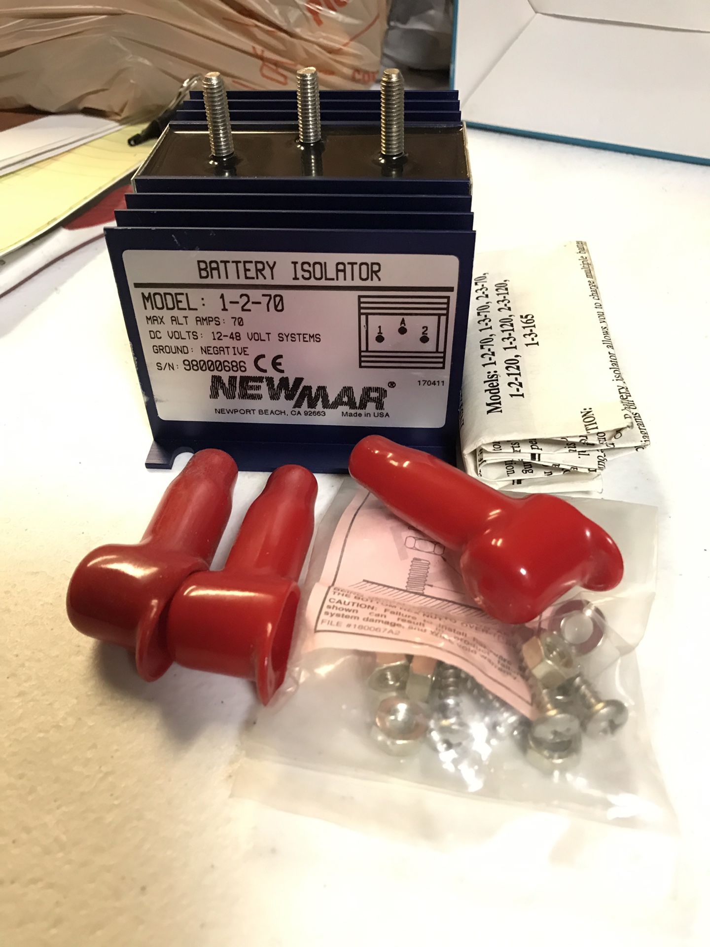 New mar battery isolator for boat camper rv