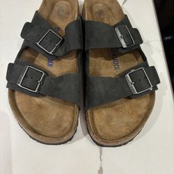 Birkenstock size 44 men 10.5 women 11.5 dark gray two strap buckle 