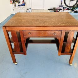 Antique 1900s Limbert Mission Quarter sawn Oak Arts & Crafts Desk W/ Bookcase