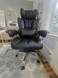 Big, black, comfortable office, chair.