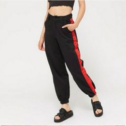 UO Red Side Stripe High Waist Jogger Pants Size Small New With Tag
