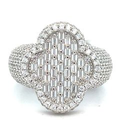 925 Sterling Silver CZ Clover Ring 8.06g Size 9 200928/13