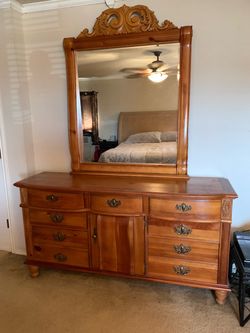 Solid Wood Dresser with Huge Mirror and matching Armoire