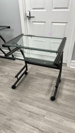 Glass Computer Desk on Wheels