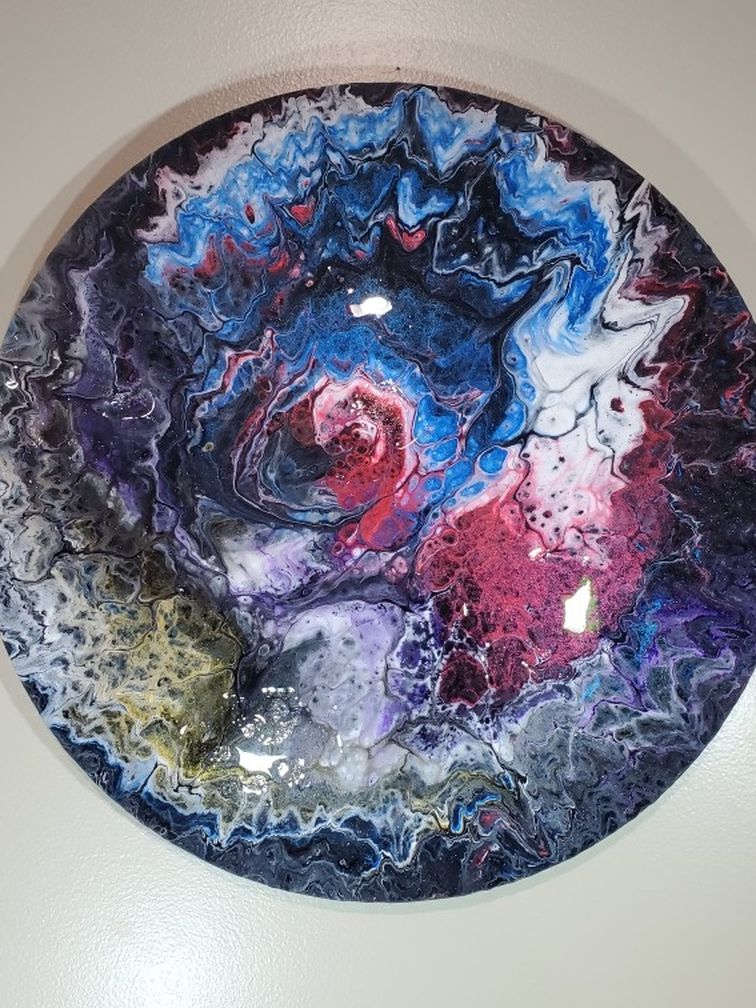 3D Arylic Painting Metal Art "Creation" Resin Coated