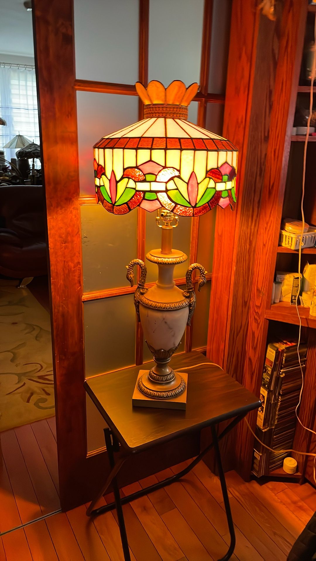 Antique Stained Glass Tiffany Style Lamp