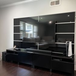 Large Tv Stand Hides Wires With Mount 