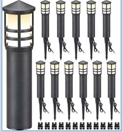 SUNVIE 12-Pack Low Voltage Landscape Pathway Lights 3W Outdoor Landscape Lighting 3000K 12-24V LED Bollard Path Lights Wired CRI 90+ Aluminum Pathway 