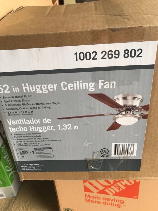 Hugger 52 In Led Indoor Brushed Nickel Ceiling Fan With Light Kit Open In The Appcontinue To Mobile Website