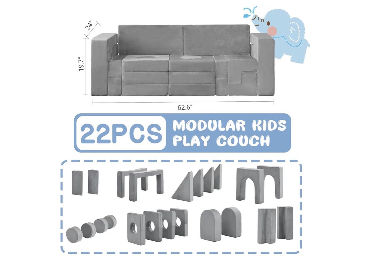 New  Unopened- 22pc modular kids play couch