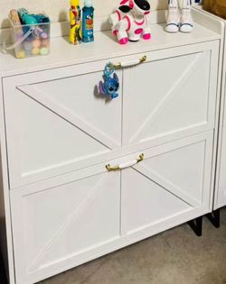 Metal Shoe Cabinet  with 2 Flip Drawers