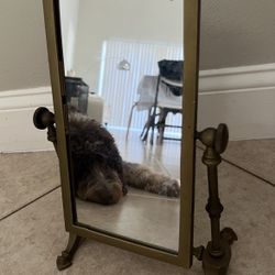 copper table mirror height 14”
