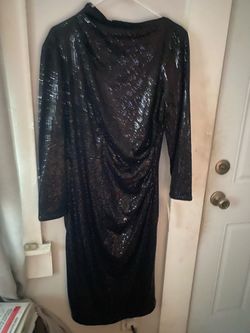 Black Sequin Long Sleeve Midi Dress