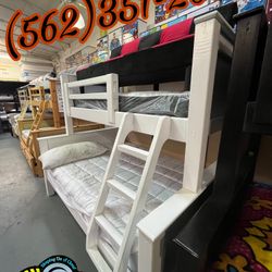 Twin Full Bunk Bed Litera Blanco White
