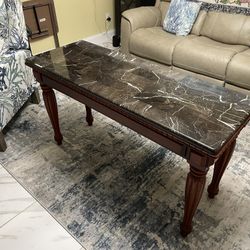 Cherry Wood Marble Sofa Table