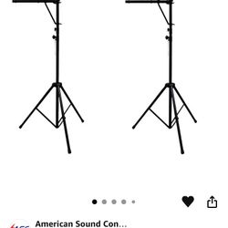 2x- American Sound Connection (2) Pro Audio Mobile DJ Lighting Multi Arm T Bar Portable Light Stand up to 12 Foot Height Tripod