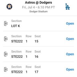3 Dodgers Tickets For July 4th With Parking 