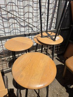 Round Wood Top Bar Stools Set of 5