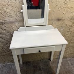 White Vanity Makeup Table with Mirror - Local Delivery for a Fee - See My Items