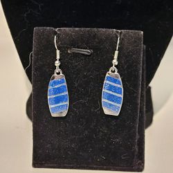 New Silver Blue Fire Opal Earrings 