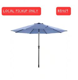 ➿ Hampton Bay 9ft. Aluminum Market Crank Auto-Tilt Patio Umbrella in Lake Blue #8469