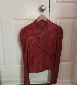 Red leather jacket M