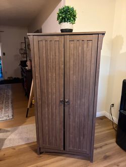 Brown Wood Storage Cabinet Retail $250