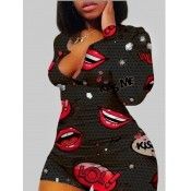 Black plus size one-piece romper