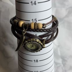 Vintage Style Leather Wrap Watch Bracelet