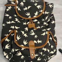 Preloved Black And Brown Bird Backpack