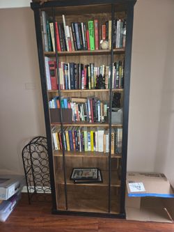 Martin Furniture Toulouse Library Bookcase - Black & Warm Honey Two-Tone