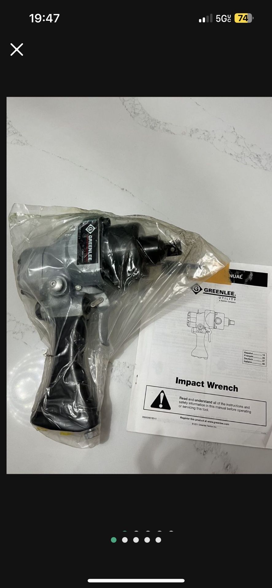 BRAND NEW- GREENLEE- H6510A HYDRAULIC IMPACT WRENCH