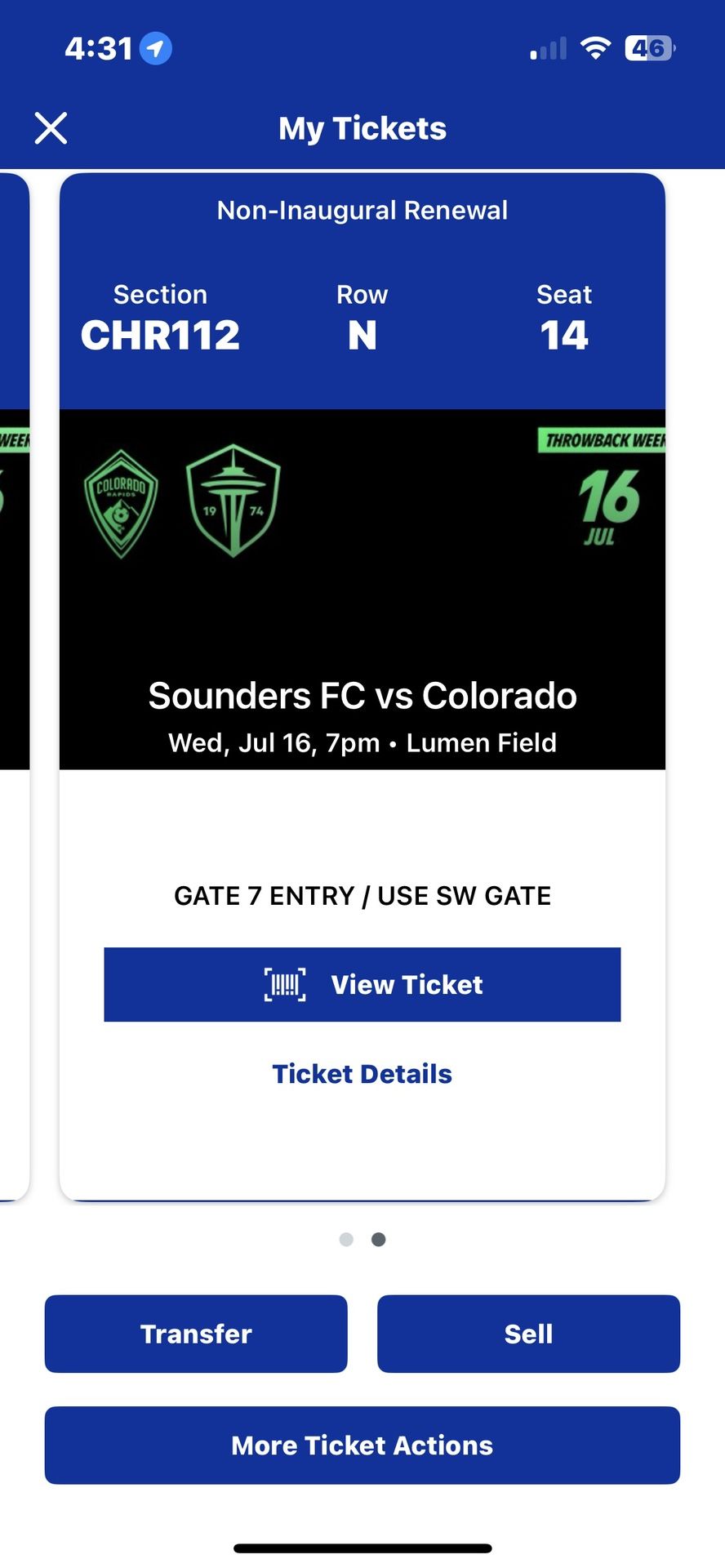 Sounders FC Game Tickets