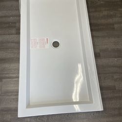 Sherlic  Shower Pan Base 60 x 32 x 3 5/8 Center Drain Molded Tile 2 Flange White