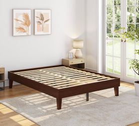 Queen Size Wood Platform Bed Frame / dark walnut bed frame / wood queen bed frame