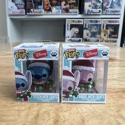 BITTY Stitch & Angel w/ Lights 1" Funko Pops Disney Movies Christmas Holidays