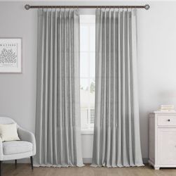 Linen Curtains, 50"x 102", Gray