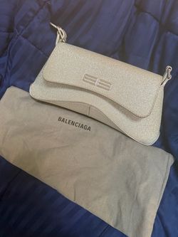 Balenciaga Silver Glitter Shoulder Bag