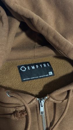 Empyre Men's Brown Full Zip Hooded Fleece Hoodie w/ Logo Pockets Size XL
