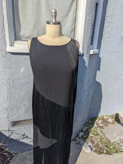 Marina Rinaldi Black Fringe Dress Size 18
