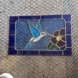 Stained Glass Hummingbird Minor Cracks 