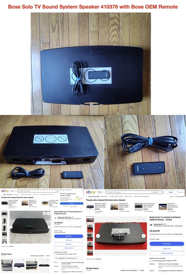 Bose Solo TV Sound System Speaker 410376 with Bose OEM Remote