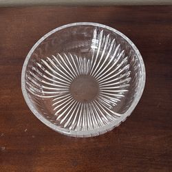 Vintage Clear Glass Covered Candy Dish Ribbed Sunburst Trinket Bowl