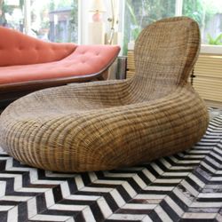 Vintage Ikea Produced Storvik Rattan Cane Wicker Lounge Chair by Carl Öjerstam