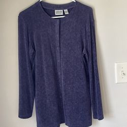 Vintage Chico's Design Women's Shirt Size M（1）Button Up Long Sleeve Navy