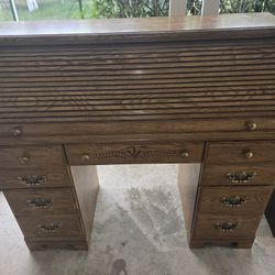 Wood Roll Top Desk