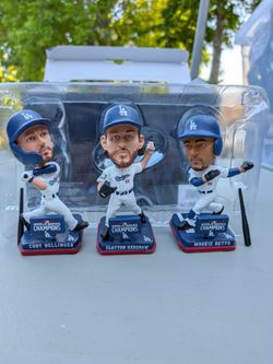 Dodgers World Series Champions Mini Bobblehead Set  Kershaw , Bellinger , Mookie