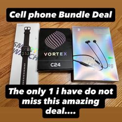 Cell Phone Bundle Deal “Alexa Smart Watch” “Vortex C24 Cell Phone” Rythflow H