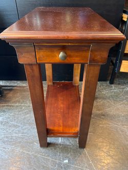Cherry Wood Narrow Side Table with Drawer